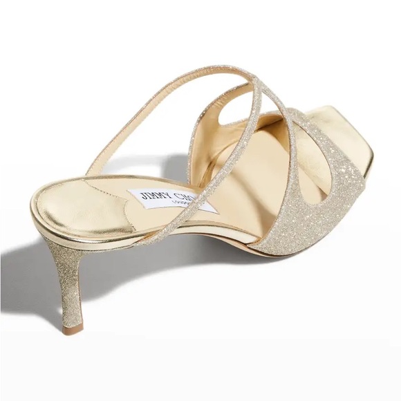 Jimmy Choo Anise 75 Platinum Ice Dusty Glitter Mules - Picture 9 of 11